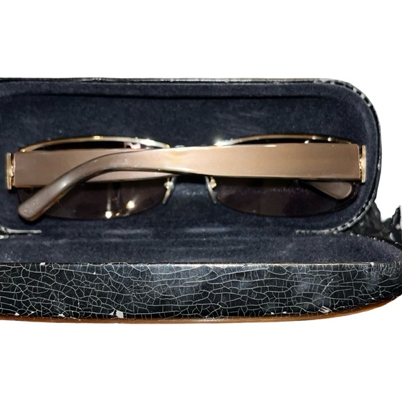 Gucci Gold and Brown Sunglasses - Picture 6 of 7